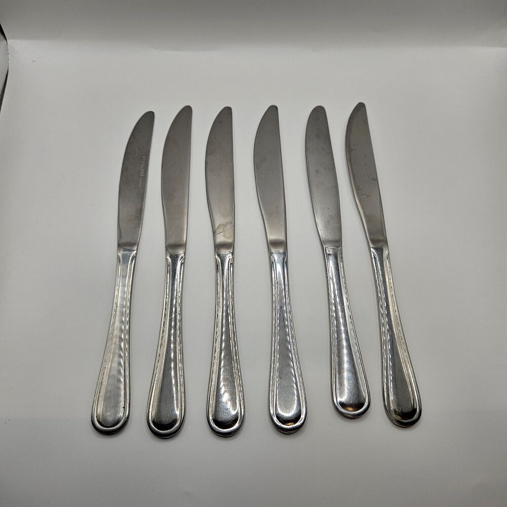Lot of 6 Stainless Steel Dinner Knives Flatware Silverware Replacement China